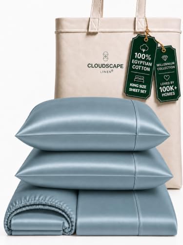 CLOUDSCAPE 600 Millennium Series Egyptian Cotton Sheets King, FrenchBlue