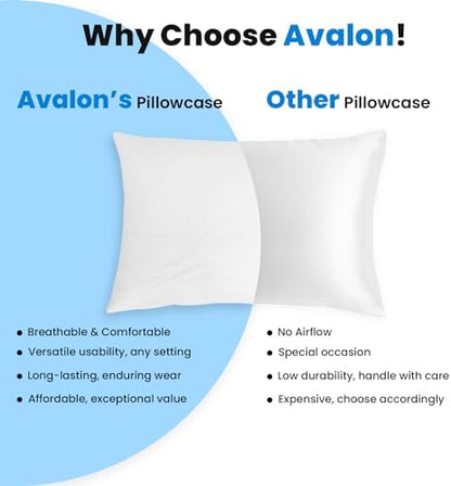 Avalon Bedding Pillow Cases Standard Size White Pillow Cases Set of 4 Cotton Blend 200 TC Soft & Breathable Perfect for Home & Hospital, Hotel Quality Queen Pillow Protectors 30x20 Inches
