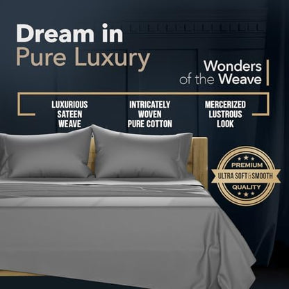 TEXAS LINEN CO. 100% Egyptian Cotton Sheets King Size - 1500 Series High Thread Count King Size Bed Sheets Set (4 PC, Dark Grey), 17" Deep Pocket Luxury Hotel Bedding - Couture Comfortin' Collection