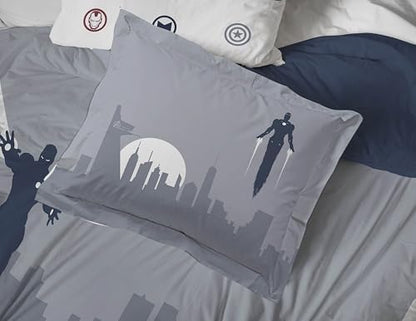 Marvel Avengers Queen Comforter Set 7 Piece Bedding for Boys, Blue