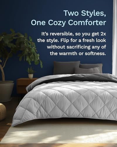 ViscoSoft Twin/Twin XL Reversible Comforter - Duvet Insert -Light/Dark Gray