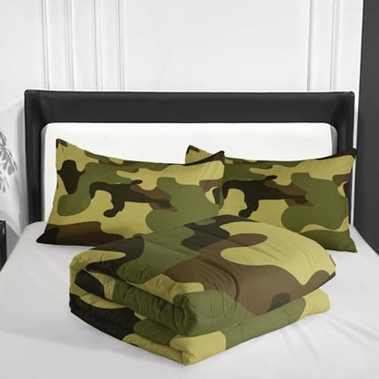 Nttopship Army Green Camo Comforter Set for Girls Men，Full Size Army Green Camouflage Bedding Sets for Kids Boys Girl,Ultra Soft Lightweight Kids Room Decor(Army Green, Full Size)