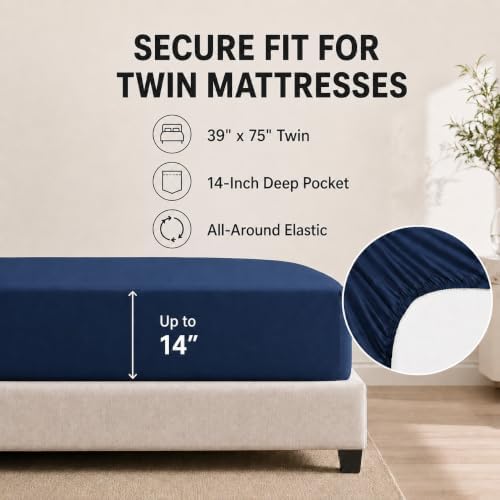 HIMEET Twin Comforter Sets, 5-Piece Point-Quilted Bed in a Bag, Navy Blue