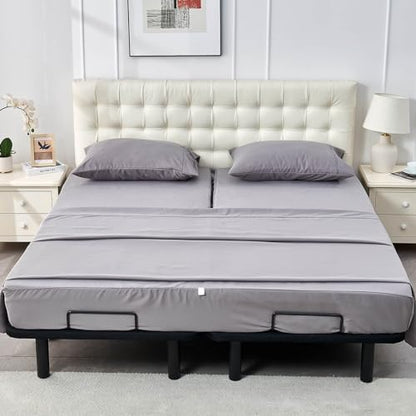 Kingnex 28-30 Split Top King Sheets Sets for Adjustable Bed Grey