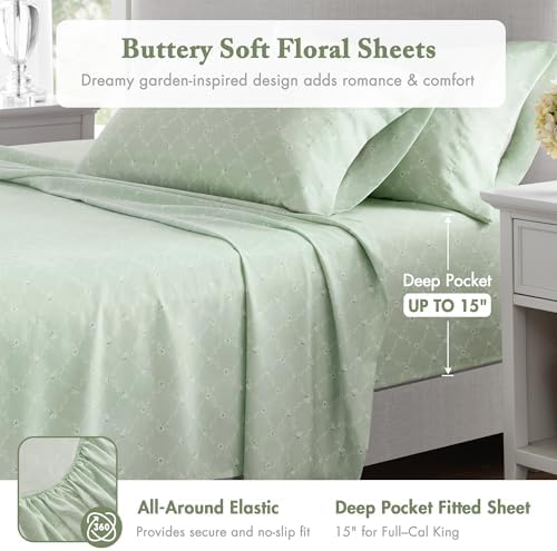 Madison Park Essentials Green Floral Comforter Set with Sheets Full,7pc