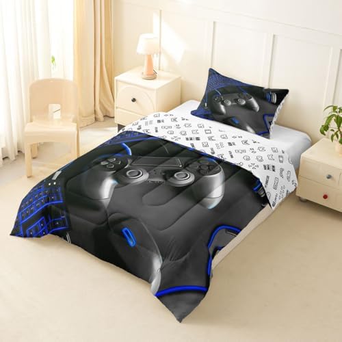 Feelyou Gamer Bedding Set Soft for Boys Girls, Gaming Comforter Set Twin