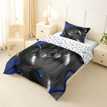 Feelyou Gamer Bedding Set Soft for Boys Girls, Gaming Comforter Set Twin