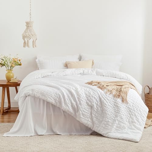 Love's cabin Seersucker White Twin Comforter Set