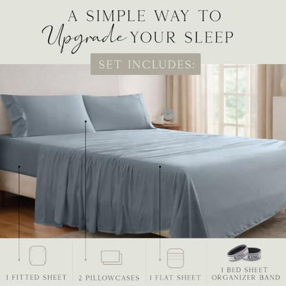 KARISSA MAE Luxury Bamboo Viscose King Size Sheet Set