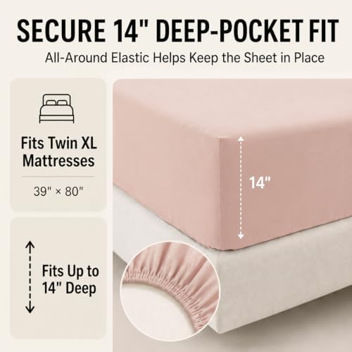 CozyLux Twin XL Comforter Set Blush Pink - 5 Pieces Twin XL Bed in a Bag