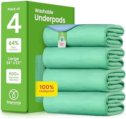 IMPROVIA® Washable Underpads, Heavy Absorbency Reusable Incontinence Pads