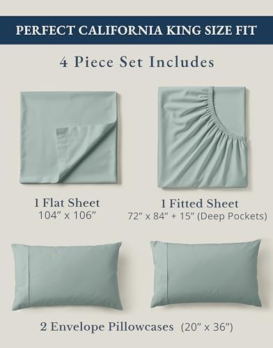 LANE LINEN California King Sheet Set 100% Organic Cotton Soft - French Blue