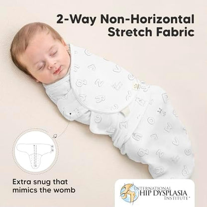 KeaBabies 3-Pack Organic Baby Swaddles for Newborns, ABC Land Cloud, 0-3M