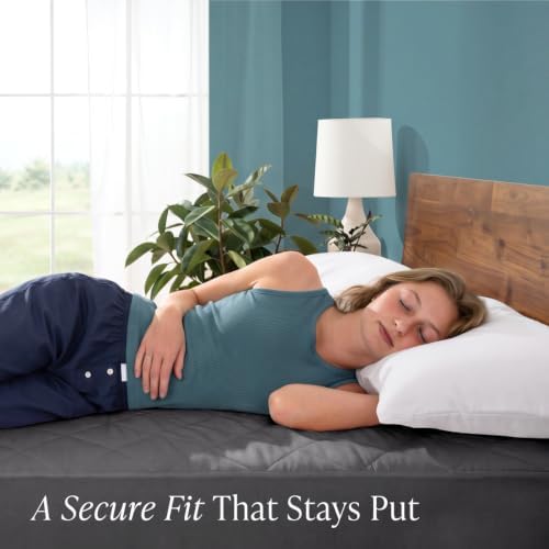 Bare Home Quilted Fitted Mattress Pad (Queen, Grey)