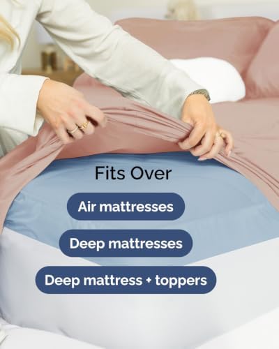 Extra Deep Flex Top Split Head King Sheet Set - 6pc Cooling Sheets - Mauve