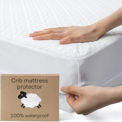 100% Waterproof Crib Mattress Protector - 360 Pad Protection Against Spills, Stains & Accidents for Parents & Pet Owners - Noiseless & Cooling Viscose Made from Bamboo (52x28, White)