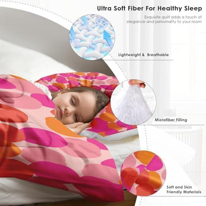 Pamnest Full Comforter Set, 3 Pieces Pink Orange Bedding, All Season