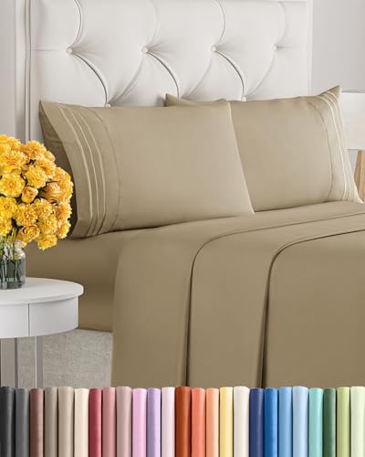 Full Size 4 Piece Sheet Set - Ultra Soft & Cooling Sheets - Light Caramel