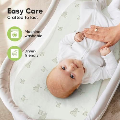 2pk Organic Bassinet Sheets, Compatible with Halo Bassinest (Elly)