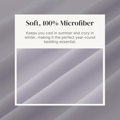 Modern Threads Soft Microfiber Solid Sheets - Luxurious Microfiber Bed Sheets - Includes Flat Sheet, Fitted Sheet with Deep Pockets, & Pillowcases Lilac Marble Full
