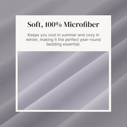 Modern Threads Soft Microfiber Solid Sheets - Luxurious Microfiber Bed Sheets - Includes Flat Sheet, Fitted Sheet with Deep Pockets, & Pillowcases Lilac Marble Full