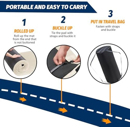 CYMULA Memory Foam Camping Mattress Pad, Sleeping Mat, Portable Roll Up Mattress for Adults, Camping Bed Pads for Sleepover, Car Bed with Travel Bag