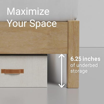 LIFEMENT Signature Wood Platform Bed Frame with Headboard, Essential, Noise Free, Under Bed Storage, No Box Spring Needed, Easy Assembly (Natural, King (U.S. Standard))