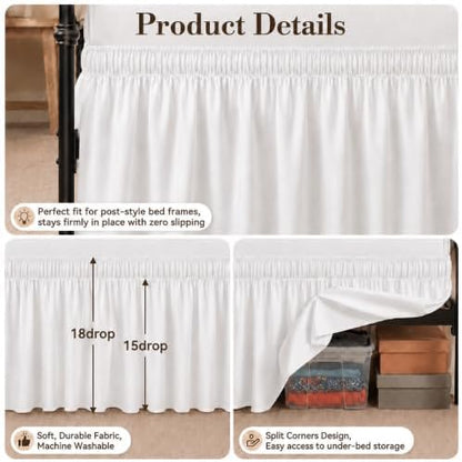 RIMELA Bed Skirt with Split Corners, Queen, 18 Inch Drop, White