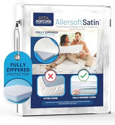 RV 6 Sided Zippered Mattress Protector with Secure Locking Zipper for 35x79 RV Bunk. Creates a Natural Seal Around Your Mattress from Dust, Pet Dander, Pollen, Liquids & More. Oeko-Tex Certified