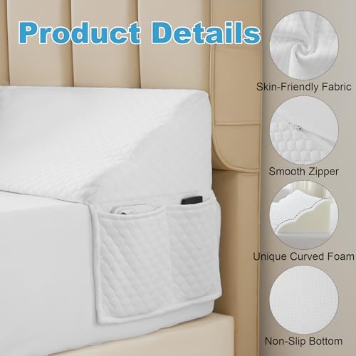 MEGCXIT Queen Bed Wedge Pillow for Headboard, 60"x10"x6", White