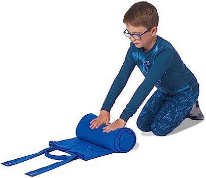 ROLLEE POLLEE Nap Sac Roll Up Napping Blanket with Attached Pillow for Preschool/Daycare, Super Soft with Elastic Straps, Fits Most Mats and Cots