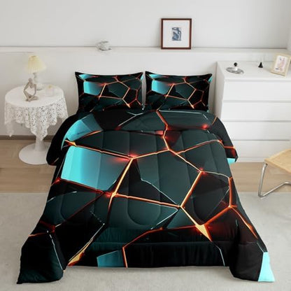 Feelyou Stereoscopic Honeycomb Comforter Set Hexagon Comforter for Kids Boys Girls Beehive Bedding Set Geometric Honeycomb Duvet Simplistic Room Decor Quilt Twin Size Boys