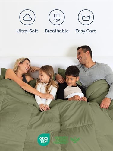 Twin Comforter Set - Sage Green Bedding for All Seasons - 2 Piece Bed Set