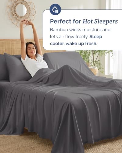 100% Rayon Derived from Bamboo Sheets - Split Head King - Dark Grey