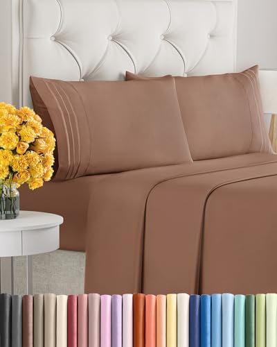 Full Size 4 Piece Sheet Set - Ultra Soft & Cooling Sheets - Copper Brown