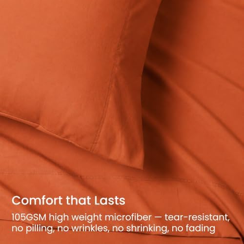 GOKOTTA 4 Piece Full Size Sheets Set - Soft, Breathable & Cozy - Orange
