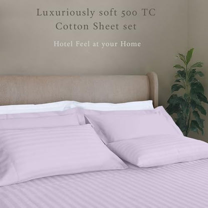 Threadmill 500 Thread Count Cotton Queen Sheet Set, Damask, Lilac, 4-Piece