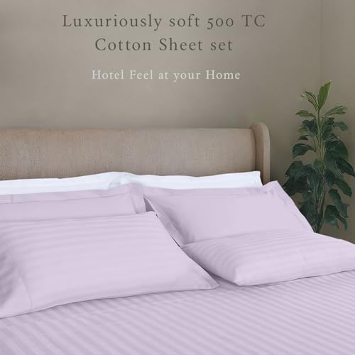 Threadmill 500 Thread Count Cotton Twin XL Sheet Set, Damask Stripe, Lilac