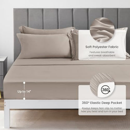 Love's cabin California King Comforter Set Burlwood, 7 Pieces California King Bed in a Bag, All Season Bedding Sets with 1 Comforter, 1 Flat Sheet, 1 Fitted Sheet, 2 Pillowcase and 2 Pillow Sham