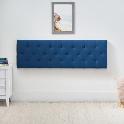 Lucid Mid-Rise Upholstered Headboard - Diamond Tufted - Padded Polyester - Adjustable Height from 34” to 46” - Easy Assembly - Bed Frame or Wall Mount - Sturdy - Cobalt - Full / Full XL Size