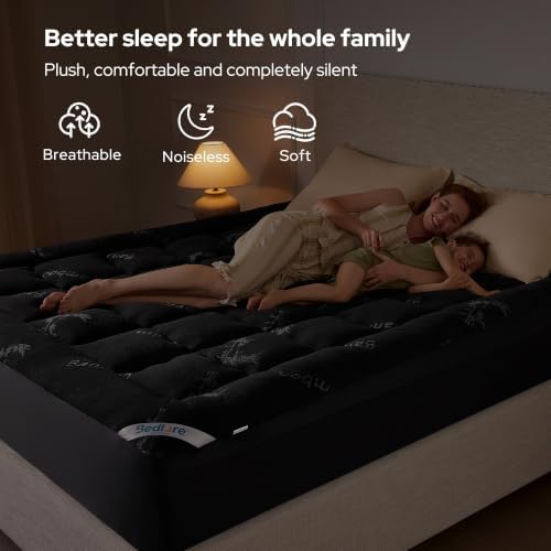 BEDLORE Full Size Mattress Topper, Pillow Top Mattress Pad