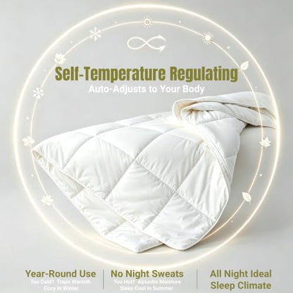 100% Australian Wool Comforter King Size-All Season Breathable Duvet Insert