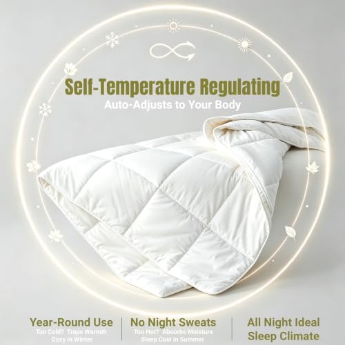 100% Australian Wool Comforter Twin Size-All Season Breathable Duvet Insert