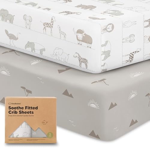 KeaBabies 2pk Organic Cotton Crib Sheets for Boys Girls 52x28, Savannah