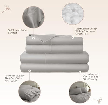 Whisper Organics 100% Organic Cotton Bed Sheets with Deep Pocket 4 Pc. Set