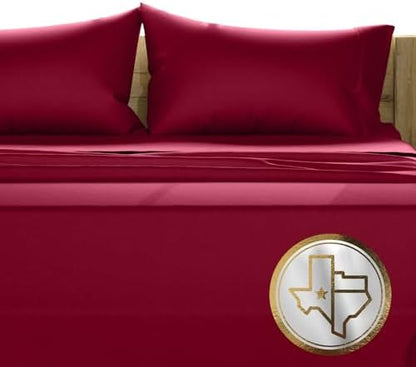 TEXAS LINEN CO. 100% Egyptian Cotton Sheets Queen Size - 1500 Series High Thread Count Queen Bed Sheets Set (4 PC, Burgundy), 17" Deep Pocket Luxury Hotel Bedding Set - Couture Comfortin' Collection