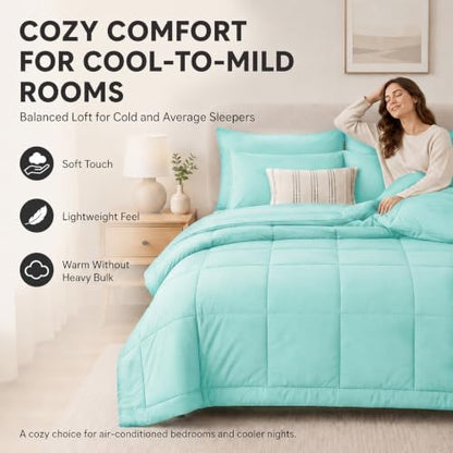 CozyLux Full Size Comforter Sets Spa Blue - 7 Pieces Bed in a Bag