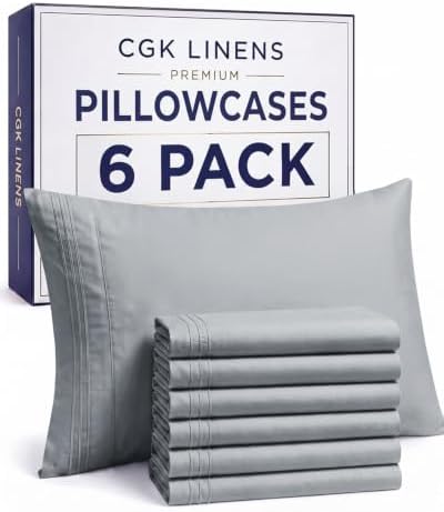 Standard Pillow Cases Set of 6 - Ultra Soft Pillowcase Covers - Steel Blue