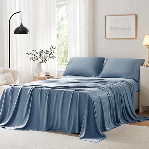 ACCURATEX Cooling Sheets for Hot Sleepers, California King Size,Dusty Blue