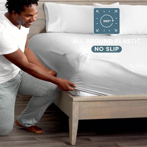 Bare Home Twin Fitted Sheet - 1800 Ultra-Soft (Twin, Cloud Grey)
